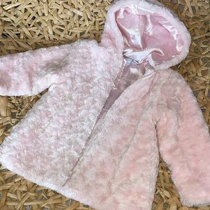 Oh So Cute! girls 4 Light Pink Faux Fuzzy Coat